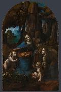 Leonardo  Da Vinci The Virgin of the Rocks oil painting artist